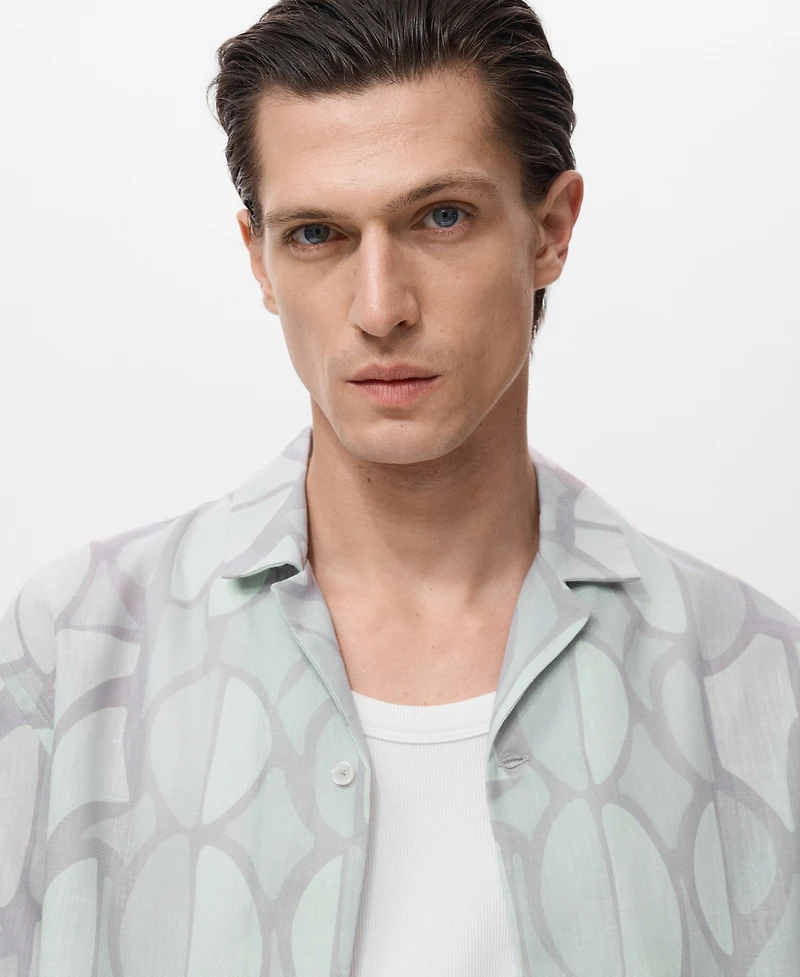 Mango Men's Printed Short-Sleeved Shirt