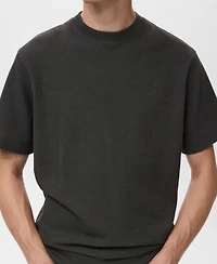 Mango Men's Textured Cotton T-Shirt