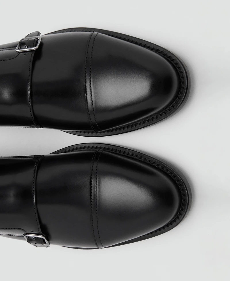Mango Men's Double Buckle Leather Shoes
