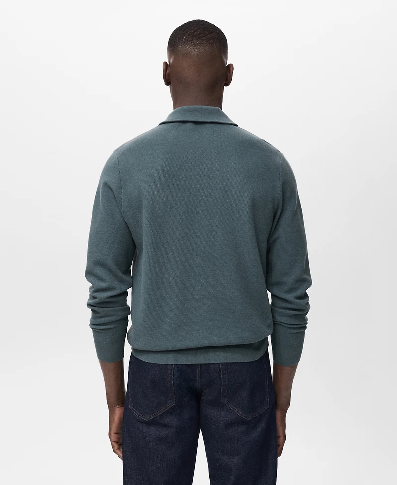 Mango Men's Microstructure Zipper Collar Sweater