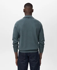 Mango Men's Microstructure Zipper Collar Sweater