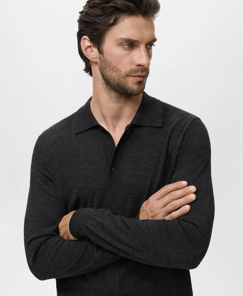 Mango Men's Merino Wool Cardigan
