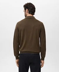 Mango Men's Wool Knitted Polo Sweater