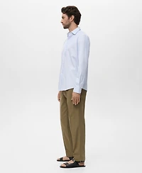 Mango Men's Regular Fit Striped Cotton Shirt