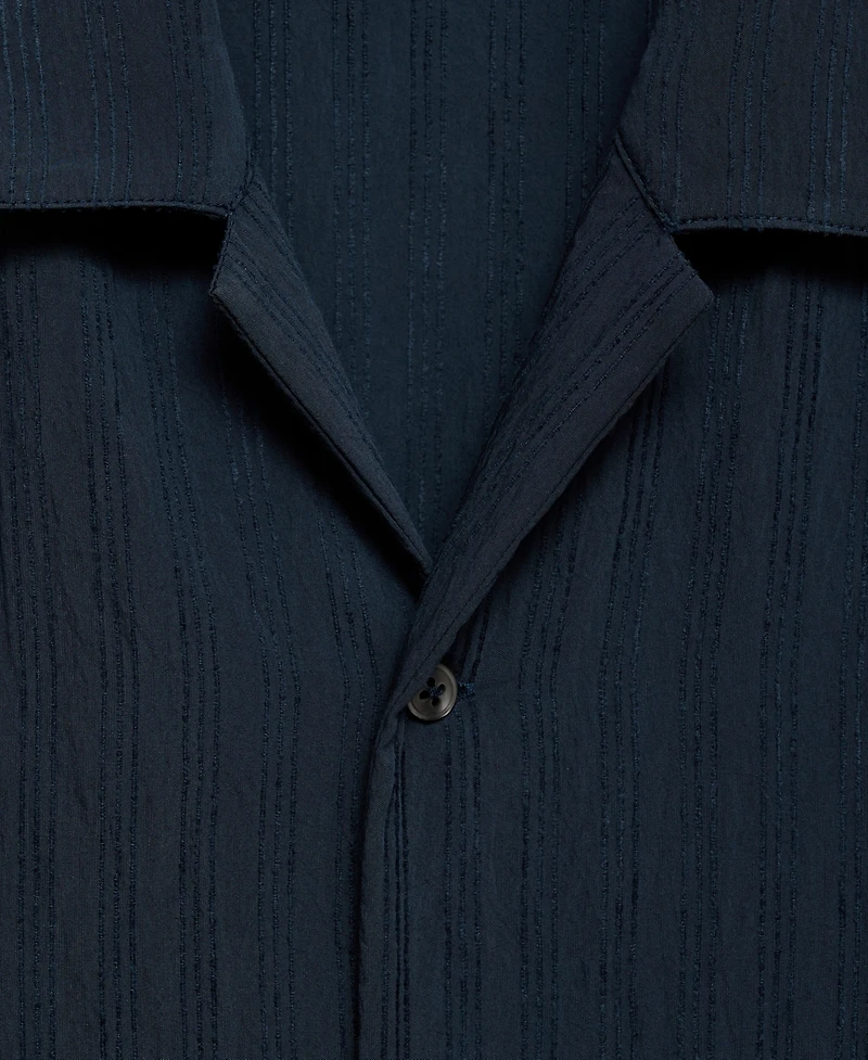 Mango Men's Striped Embroidered Shirt