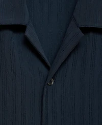 Mango Men's Striped Embroidered Shirt