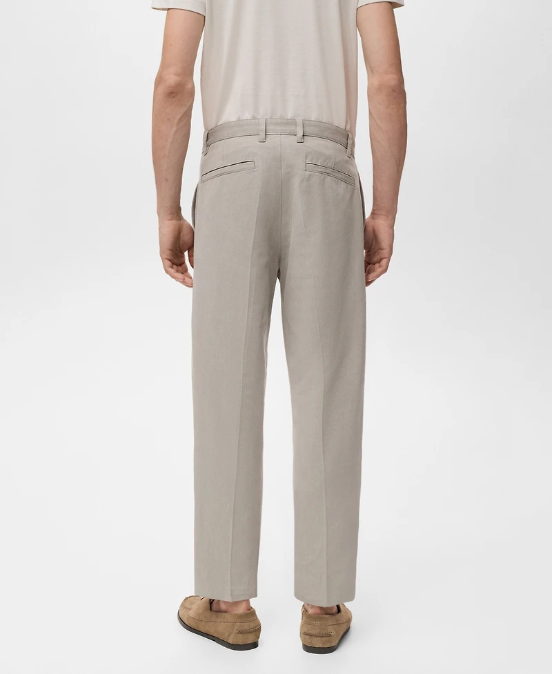 Mango Men's Cotton-Blend Straight-Leg Pleated Pants