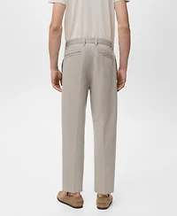 Mango Men's Cotton-Blend Straight-Leg Pleated Pants