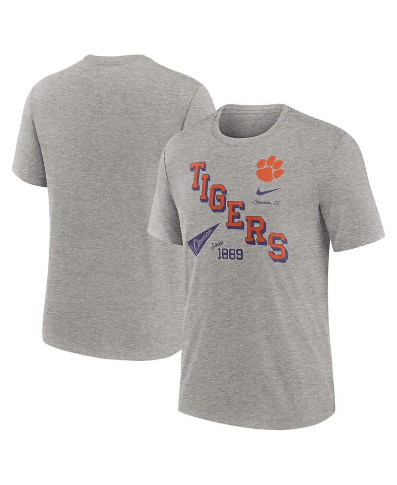 Nike Men's Heather Gray Clemson Tigers Blitz Roll Call Tri-Blend T-Shirt