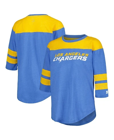 Starter Women's Powder Blue Los Angeles Chargers Fullback Tri-Blend 3/4-Sleeve T-Shirt