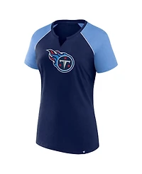Fanatics Women's Navy/Light Blue Tennessee Titans Glittered Primary Raglan T-Shirt