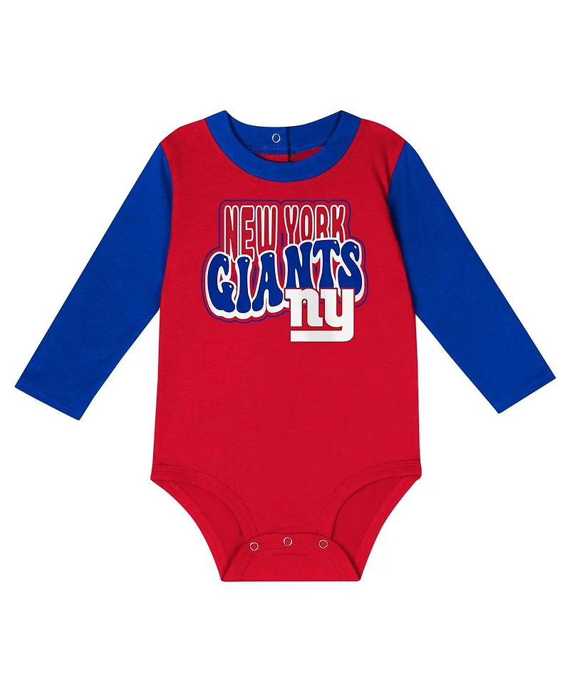Outerstuff Baby Boys and Girls 2-Piece New York Giants Double Up Long Sleeve Bodysuit Pants Set