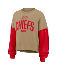 Nike Women's Tan Kansas City Chiefs Oversized Rewind Pullover Sweatshirt