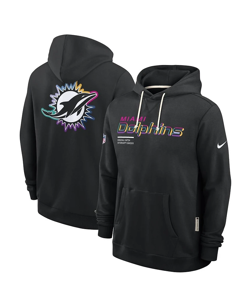 Nike Men's Black Miami Dolphins 2025 Nfl Crucial Catch Sideline Standard Issue Dri-fit Hoodie