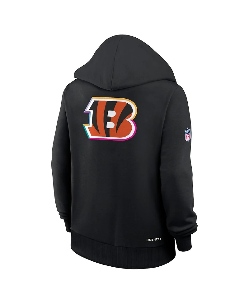 Nike Women's Black Cincinnati Bengals 2025 Nfl Crucial Catch Sideline Standard Issue Dri-fit Hoodie