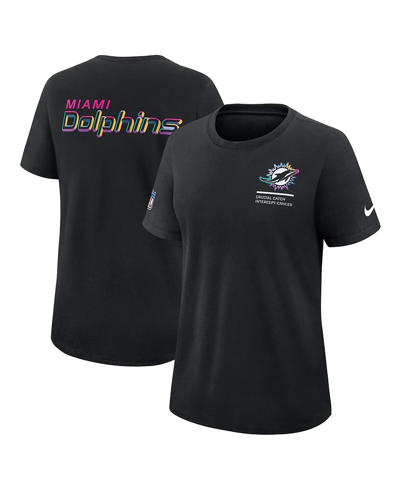 Nike Women's Black Miami Dolphins 2025 Nfl Crucial Catch Tri-Blend Dri-fit T-Shirt