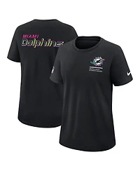 Nike Women's Black Miami Dolphins 2025 Nfl Crucial Catch Tri-Blend Dri-fit T-Shirt