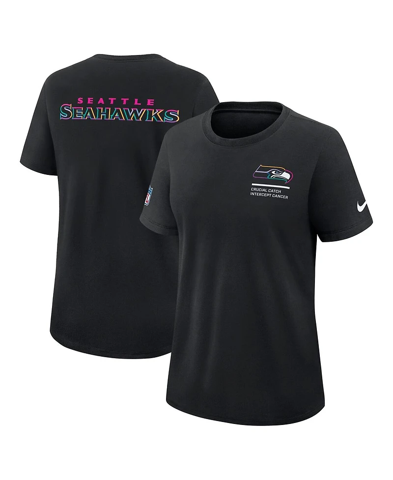 Nike Women's Black Seattle Seahawks 2025 Nfl Crucial Catch Tri-Blend Dri-fit T-Shirt