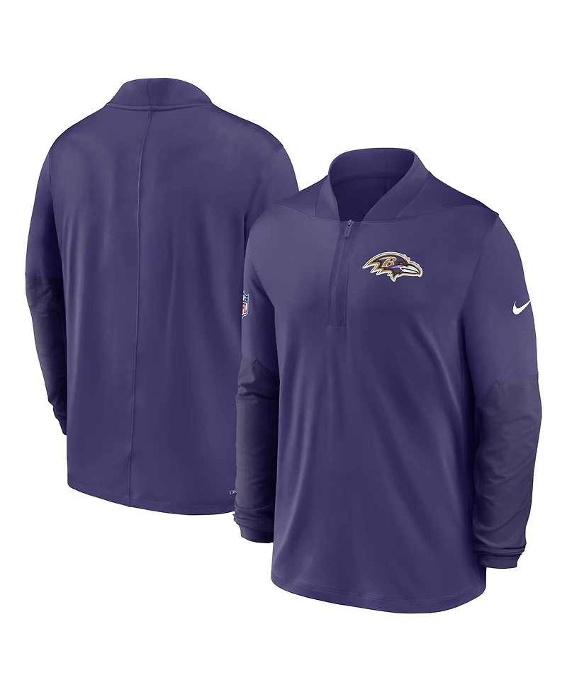 Nike Men's Purple Baltimore Ravens Sideline Dri-fit Half-Zip Pullover Sweatshirt