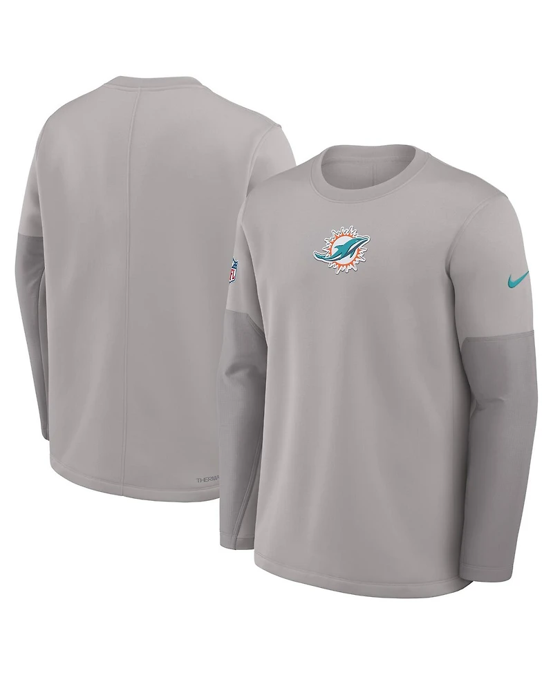 Nike Men's Gray Miami Dolphins Sideline Scripted to Win Performance Long Sleeve T-Shirt