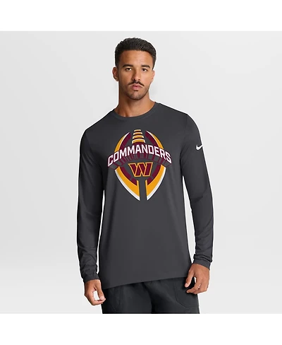 Nike Men's Anthracite Washington Commanders Primetime Legend Icon Performance Long Sleeve T-Shirt