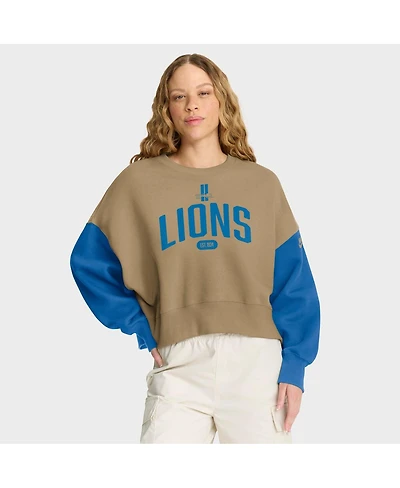 Nike Women's Tan Detroit Lions Oversized Rewind Pullover Sweatshirt