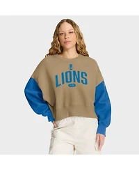 Nike Women's Tan Detroit Lions Oversized Rewind Pullover Sweatshirt