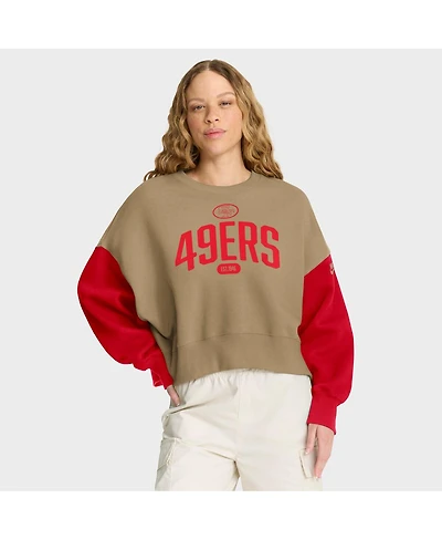 Nike Women's Tan San Francisco 49ers Oversized Rewind Pullover Sweatshirt