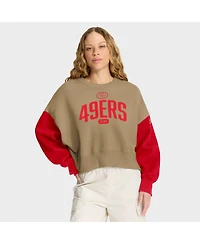 Nike Women's Tan San Francisco 49ers Oversized Rewind Pullover Sweatshirt