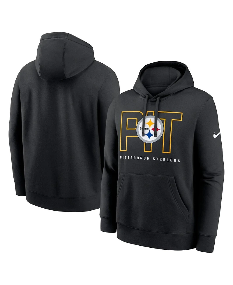Nike Men's Black Pittsburgh Steelers Busted Play Club Fleece Pullover Hoodie