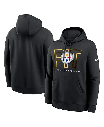 Nike Men's Black Pittsburgh Steelers Busted Play Club Fleece Pullover Hoodie