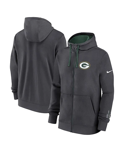 Nike Men's Anthracite Green Bay Packers Primetime Club Full-Zip Hoodie