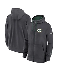Nike Men's Anthracite Green Bay Packers Primetime Club Full-Zip Hoodie