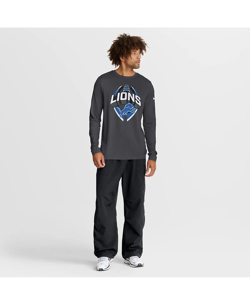 Nike Men's Anthracite Detroit Lions Primetime Legend Icon Performance Long Sleeve T-Shirt