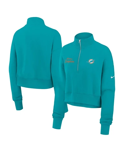 Nike Women's Aqua Miami Dolphins Primetime Phoenix Half-Zip Sweatshirt