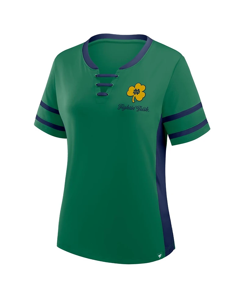 Fanatics Women's Green/Navy Notre Dame Fighting Irish Be Fearless Athena Lace-Up T-Shirt