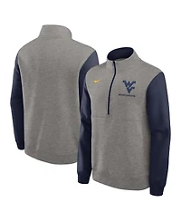 Nike Men's Heather Gray/Navy West Virginia Mountaineers Club Fleece Tri-Blend Half-Zip Pullover Sweatshirt