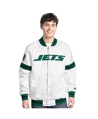 Starter Men's White New York Jets Scout Full-Snap Varsity Jacket