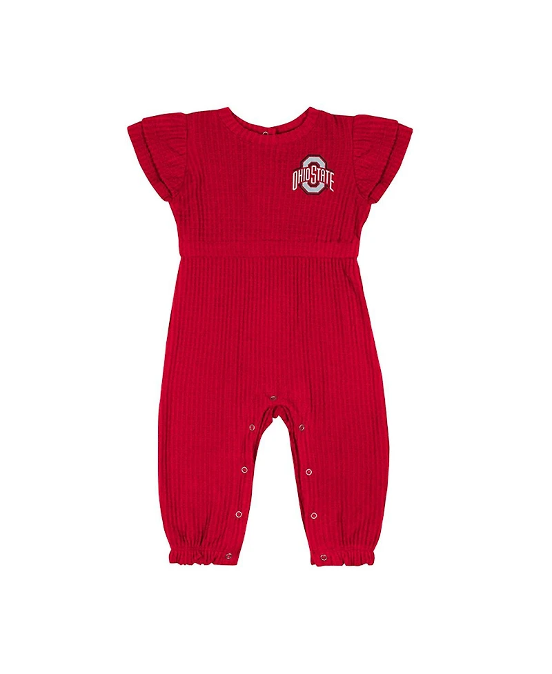 Colosseum Baby Boys and Girls Scarlet Ohio State Buckeyes Beautopia Waffle Knit Romper