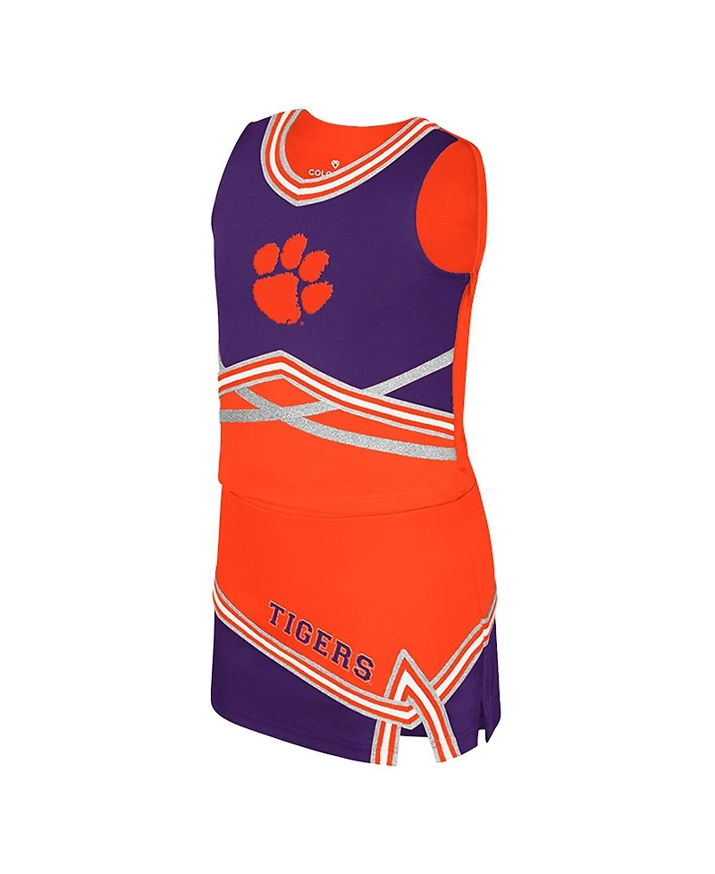 Colosseum Big Girls 2-Piece Orange Clemson Tigers Lollipop Park Cheer Set