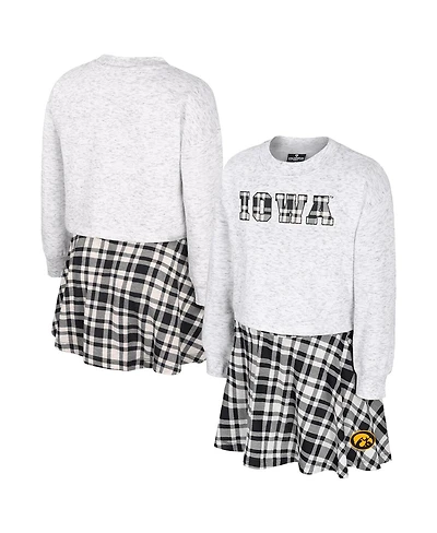 Colosseum Big Girls 2-Piece Gray Iowa Hawkeyes Marceline Plaid Skirt and Top Set