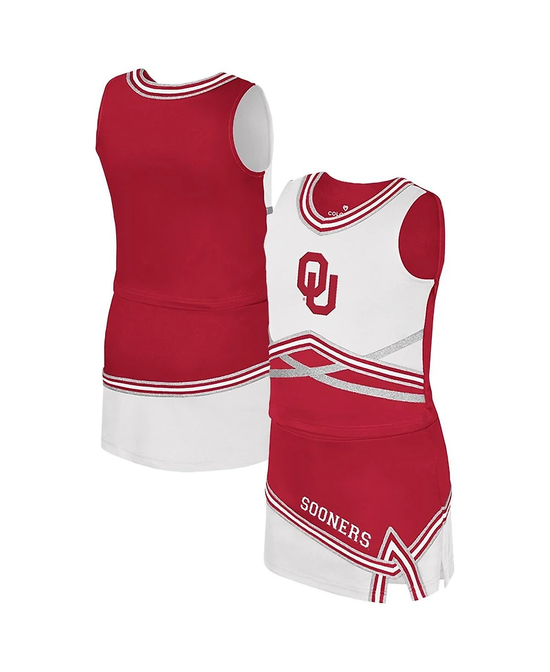 Colosseum Big Girls 2-Piece Crimson Oklahoma Sooners Lollipop Park Cheer Set