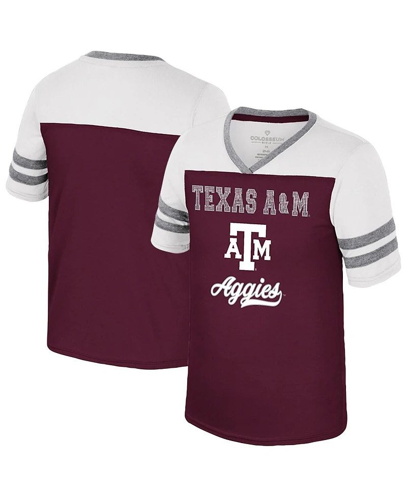 Colosseum Big Girls Maroon Texas A&M Aggies Princess Bubblegum Bling T-Shirt