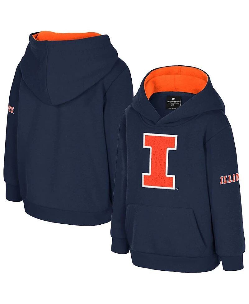Colosseum Toddler Navy Illinois Fighting Illini Big Logo Volume Fleece Pullover Hoodie