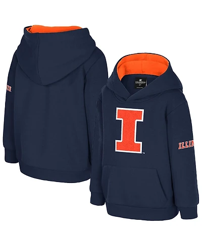 Colosseum Toddler Navy Illinois Fighting Illini Big Logo Volume Fleece Pullover Hoodie