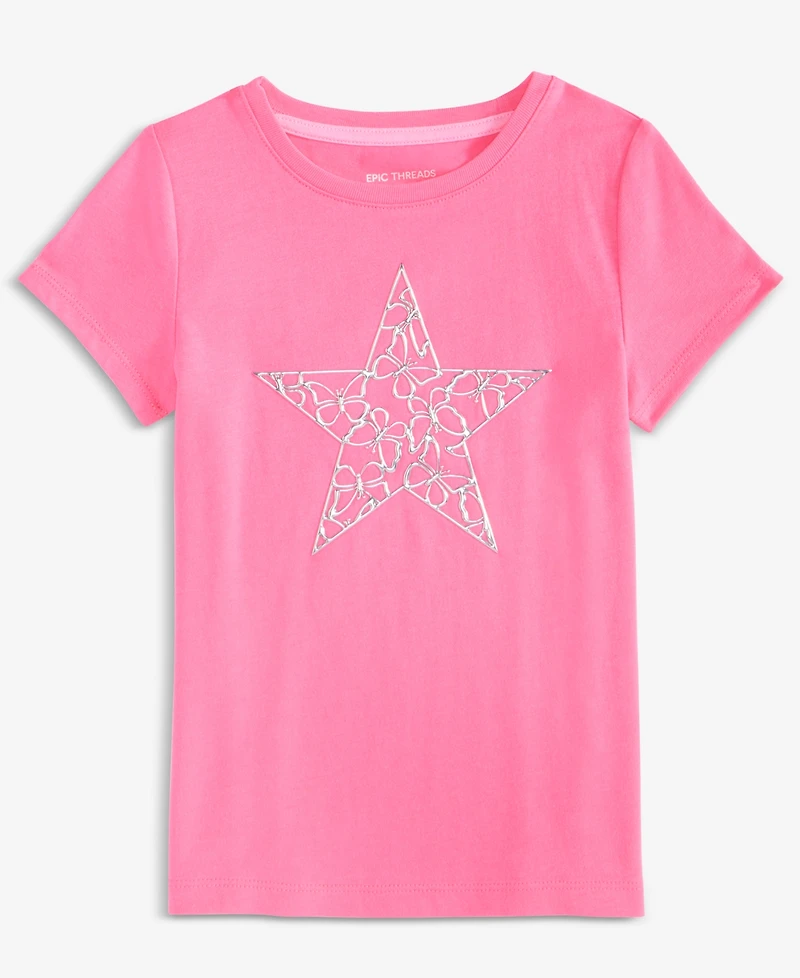 Epic Threads Girls Toddler 2T-4T Metallic Star Print Short-Sleeve T-Shirt, Macy's Exclusive