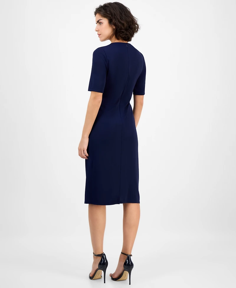 Anne Klein Women's Cowl-Neck Side-Ruched Dress