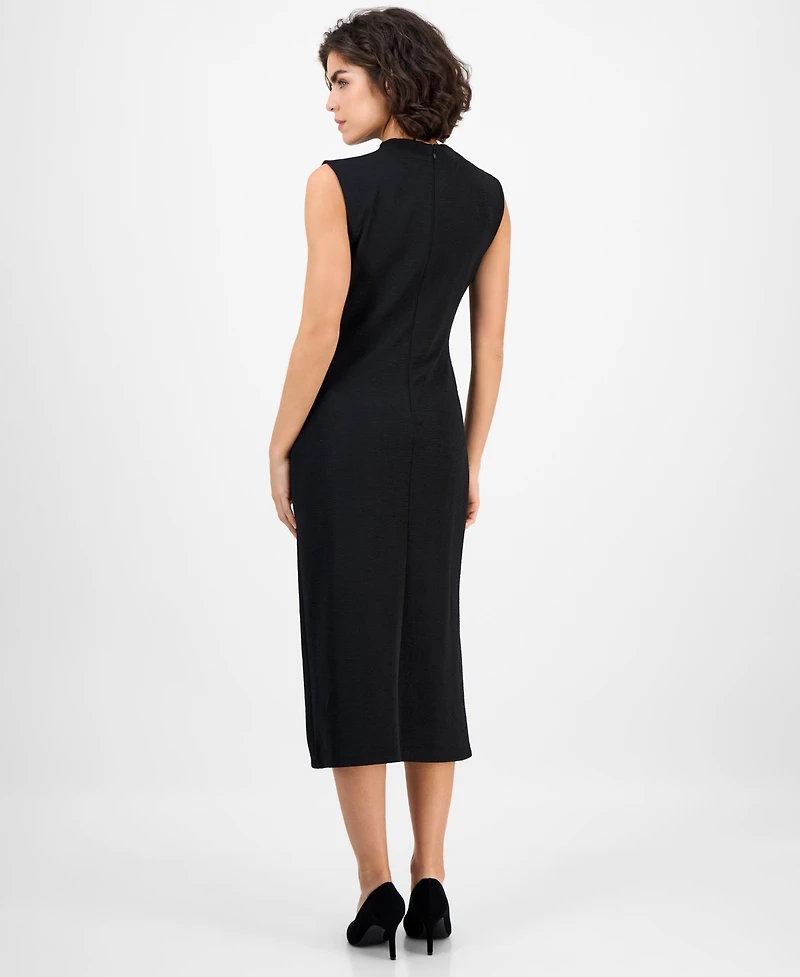 Anne Klein Women's Drape-Front Textured Knit Midi Dress