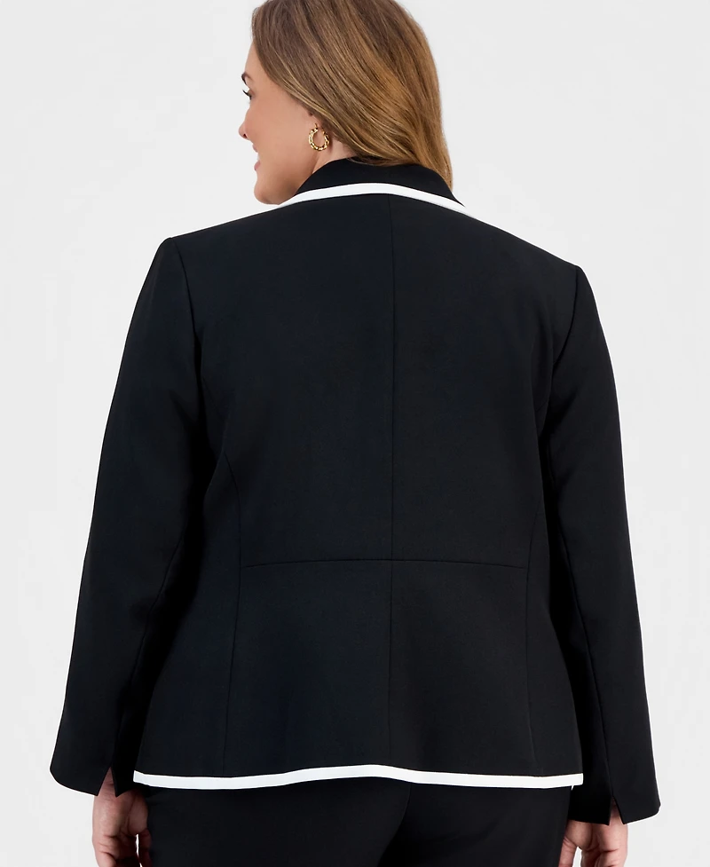 Kasper Plus Stretch Crepe Two-Button Blazer