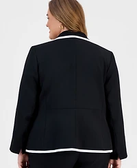 Kasper Plus Stretch Crepe Two-Button Blazer